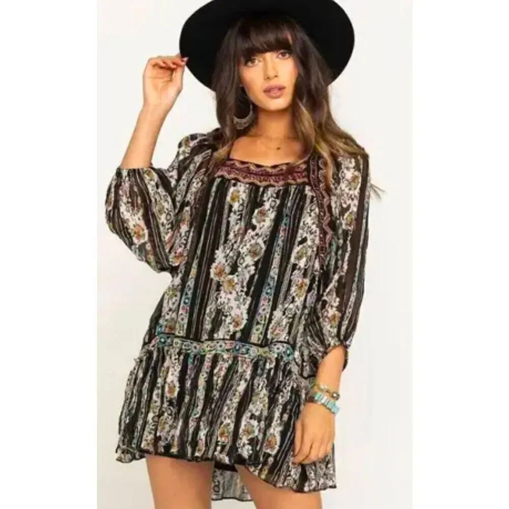 Free People Dance Magic Boho Embroidered Tunic S Small